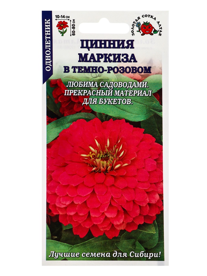 Семена Цинния «Маркиза в Темно-розовом», 0.2 г, «Золотая Сотка Алтая» - Фото 1