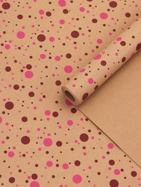 Крафт бумага «Конфетти» розовый/бордовый на коричневом фоне, 0.72×10±5% м, 60 г
