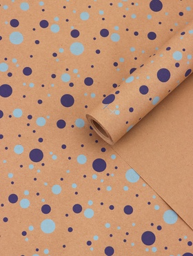 Крафт бумага «Конфетти» синий/голубой на коричневом фоне, 0.72×10±5% м, 60 г
