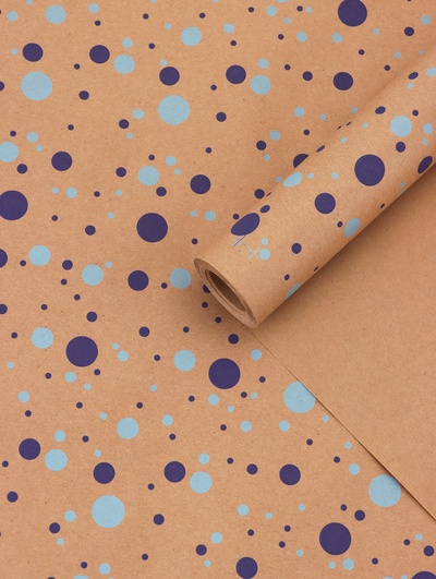 Крафт бумага «Конфетти» синий/голубой на коричневом фоне, 0.72×10±5% м, 60 г