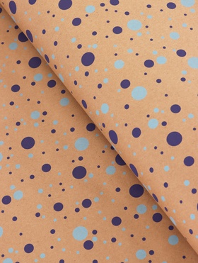 Крафт бумага «Конфетти» синий/голубой на коричневом фоне, 0.72×10±5% м, 60 г