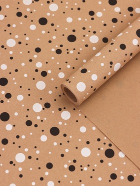 Крафт бумага «Конфетти» черный/белый на коричневом фоне, 0.72×10±5% м, 60 г