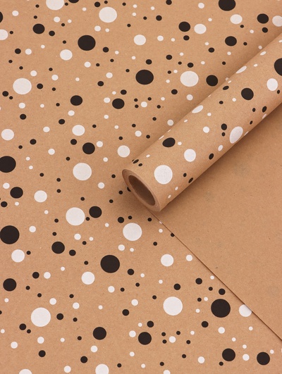 Крафт бумага «Конфетти» черный/белый на коричневом фоне, 0.72×10±5% м, 60 г