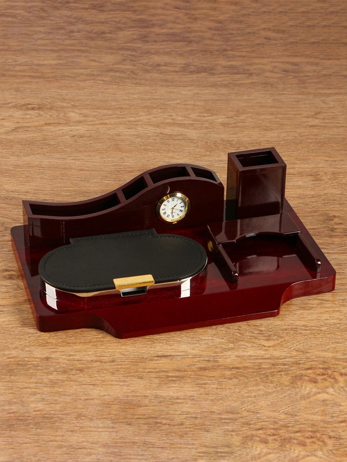 УЦЕНКА Набор настольный 4в1 с визитницей, красное дерево - Фото 1