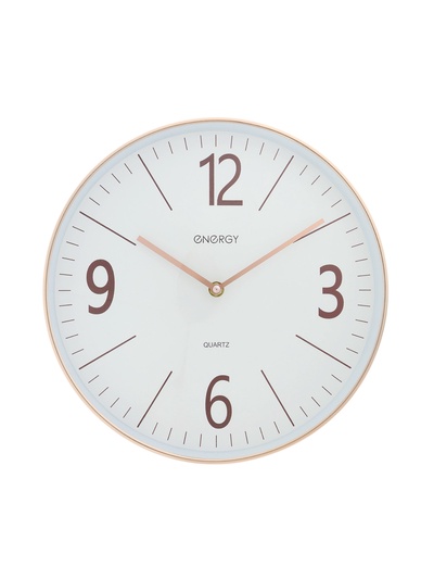 Часы настенные ENERGY ЕС-158, интерьерные, d=29.3 см, кварцевые, белые с золотым