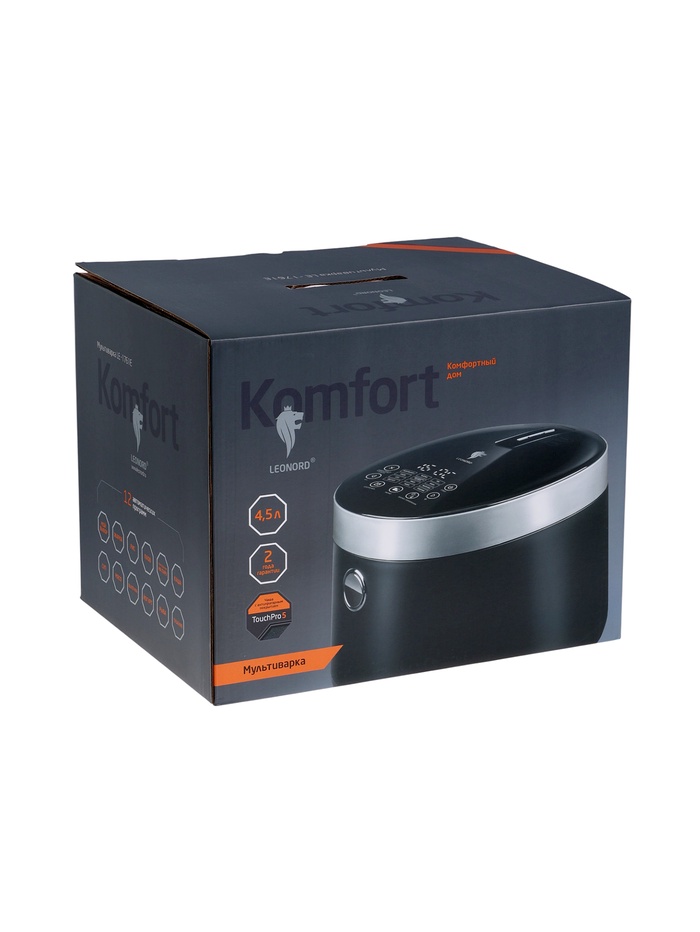 Мультиварка Leonord LE-1761E, 860 Вт, 4.5 л, 12 программ, LED дисплей, сенсорная панель, чёрная - фото 51853033