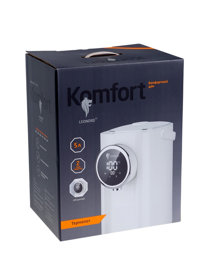 Термопот Leonord LE-1542, 1200 Вт, 5 л, регулировка температуры, сенсорная панель, 8 режимов, белый - фото 51853041