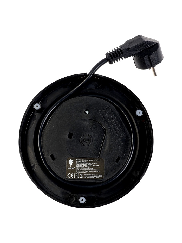 Чайник электрический Leonord LE-1511, 1.7 л, дисплей, поддержание температуры 40-100℃, чёрный - фото 51853051