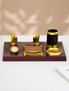 УЦЕНКА Набор настольный 5в1 с визитницей и часами, красное дерево - Фото 2