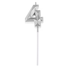 УЦЕНКА Свеча в торт на шпажке «Алмаз», цифра "4", серебряная, 5х2,6 см - Фото 3