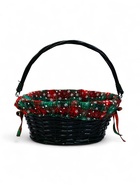 Корзина плетёная для хранения «Новогодняя», 32×32×14 см, ручка h=14 см, зелёная - Фото 1