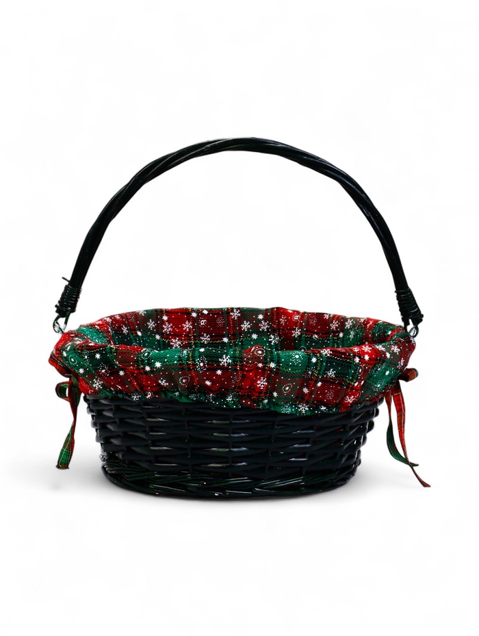 Корзина плетёная для хранения «Новогодняя», 32×32×14 см, ручка h=14 см, зелёная - Фото 1