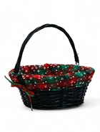 Корзина плетёная для хранения «Новогодняя», 32×32×14 см, ручка h=14 см, зелёная - Фото 2