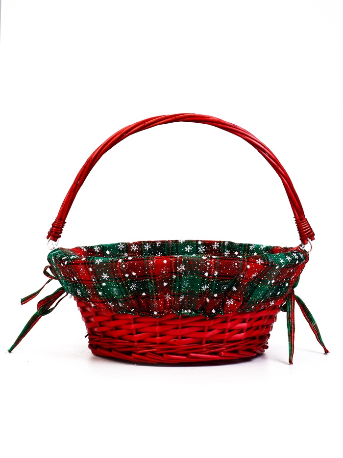 Корзина плетёная для хранения «Новогодняя», 32×32×14 см, ручка h=14 см, красная - Фото 1