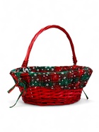 Корзина плетёная для хранения «Новогодняя», 32×32×14 см, ручка h=14 см, красная - Фото 2