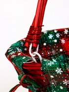 Корзина плетёная для хранения «Новогодняя», 32×32×14 см, ручка h=14 см, красная - Фото 4