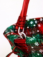 Корзина плетёная для хранения «Новогодняя», 32×32×14 см, ручка h=14 см, красная - Фото 7