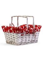 Корзина плетёная для хранения «Новогодняя», 37×28×18 см, ручка h=13 см, белая - Фото 1