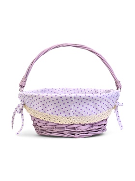 Корзина плетёная для хранения, 32×32×14 см, ручка h=14 см, сиреневая