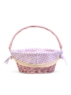 Корзина плетёная для хранения, 32×32×14 см, ручка h=14 см, розовая - Фото 1