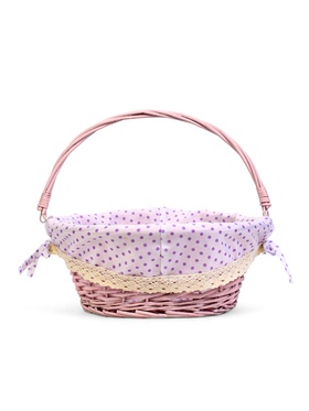 Корзина плетёная для хранения, 32×32×14 см, ручка h=14 см, розовая