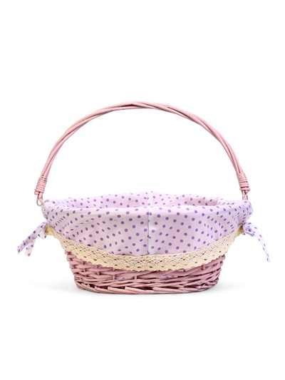 Корзина плетёная для хранения, 32×32×14 см, ручка h=14 см, розовая