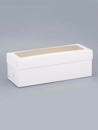 Коробка под рулет белая, с ПВХ окном, 30×11×10 см