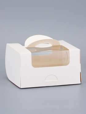 Коробка под бенто - торт с окном, белая, 14×14×8 см 10953263