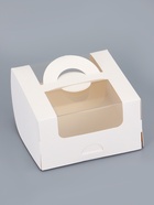 Коробка под бенто - торт с окном, белая, 14?14?8 см (комплект 50 шт) - фото 60064404