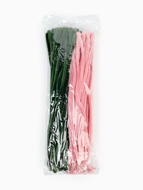 Синельная проволока, набор 100 шт, размер 1 шт 30х0,8 см, цвет розовый и зеленый