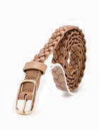 Ремень женский плетёный, 110×1.8 см, пряжка металл, золотистая, бежевый - Фото 1