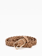 Ремень женский плетёный, 110×1.8 см, пряжка металл, золотистая, бежевый - Фото 2