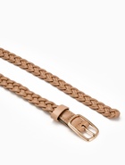 Ремень женский плетёный, 110×1.8 см, пряжка металл, золотистая, бежевый - Фото 5