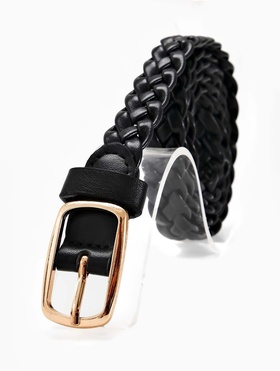 Ремень женский плетёный, 110×1.8 см, пряжка металл, золотистая, чёрный