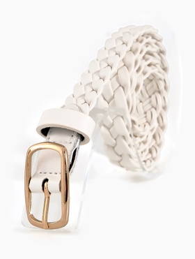 Ремень женский плетёный, 110×1.8 см, пряжка металл, золотистая, белый
