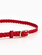 Ремень женский плетёный, 110×1.8 см, пряжка металл, золотистая, красный - фото 59849356