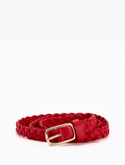 Ремень женский плетёный, 110×1.8 см, пряжка металл, золотистая, красный - Фото 3