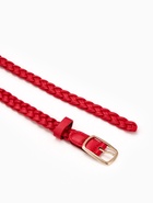 Ремень женский плетёный, 110×1.8 см, пряжка металл, золотистая, красный - Фото 6