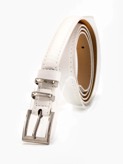 Ремень женский тонкий, 110×2 см, пряжка металл, серебристая, белый