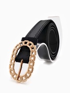 Ремень женский, 110×2.5 см, пряжка металл, золотистая, чёрный - фото 59849378