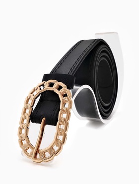 Ремень женский «Кружево», 110×2.5 см, пряжка металл, золотистая, чёрный