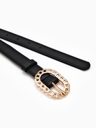 Ремень женский, 110×2.5 см, пряжка металл, золотистая, чёрный - фото 59849382