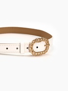 Ремень женский, 110×2.5 см, пряжка металл, золотистая, белый - фото 59849386