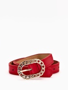 Ремень женский, 110×2.5 см, пряжка металл, золотистая, красный - фото 59849391