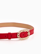 Ремень женский, 110×2.5 см, пряжка металл, золотистая, красный - фото 59849392