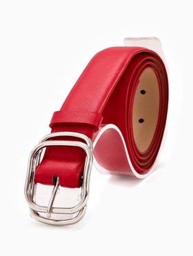 Ремень женский, 110×3.2 см, пряжка металл, серебристая, красный