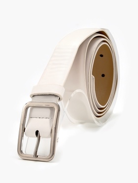 Ремень женский, 110×3 см, пряжка металл, серебристая, белый