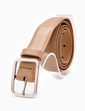 Ремень женский, 110×3 см, пряжка металл, серебристая, бежевый