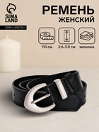 Ремень женский, 110×3 см, пряжка металл матовая, серебристая, чёрный - Фото 1