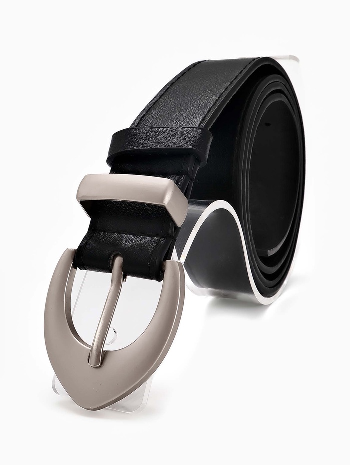 Ремень женский, 110×3 см, пряжка металл матовая, серебристая, чёрный - Фото 1